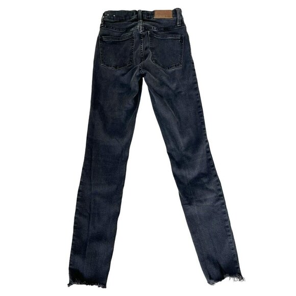 Madewell 9" High Rise Skinny Women's Size 24 Black Button Fly Raw Hem Jeans - Picture 3 of 10